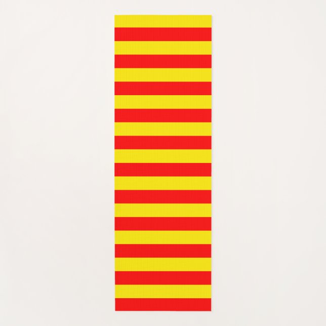 Tapis De Yoga Design de bandes rouge et jaune (Devant)