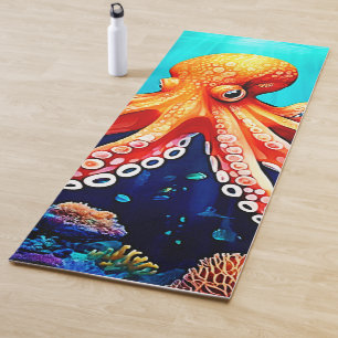 Tapis De Yoga Design lumineux de la pieuvre de mer profonde
