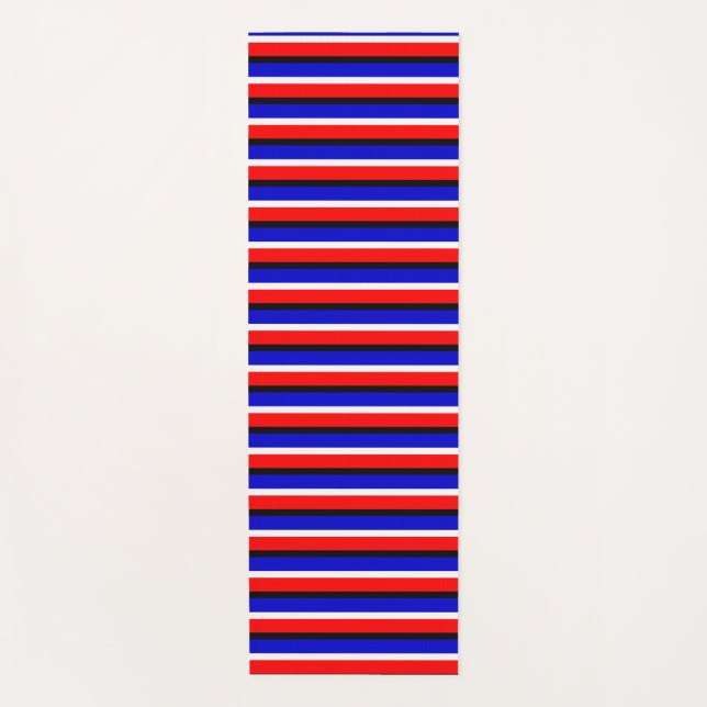 Tapis De Yoga Design Motif Red Blue Stripes (Devant)