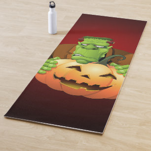 Tapis De Yoga Dessin de Frankenstein Monster avec Citrouille