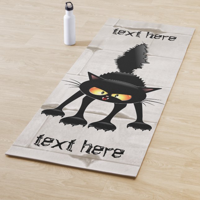Tapis De Yoga Dessin de Funny Fierce Black Cat (En situation)