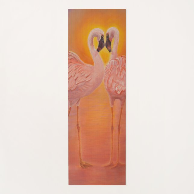 Tapis De Yoga Deux Flamants roses amoureux (Devant)