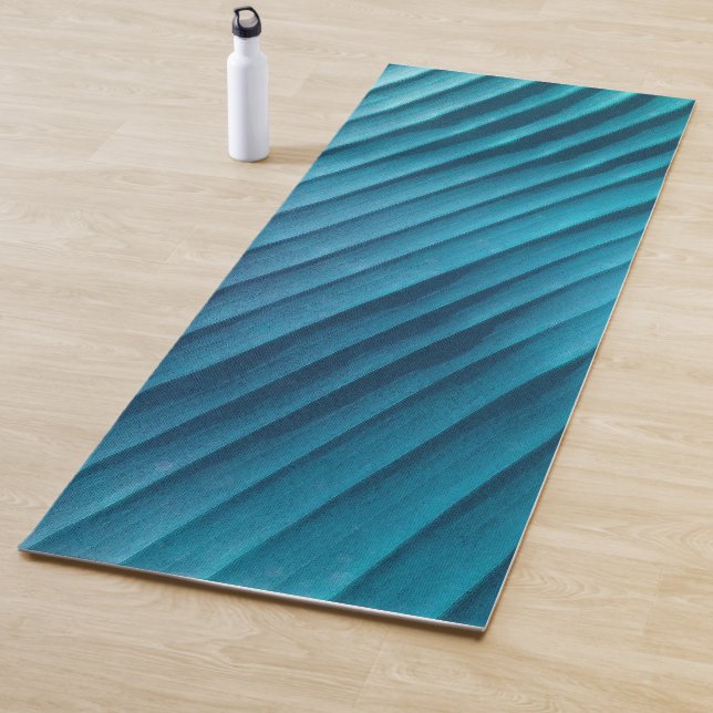 Tapis De Yoga Diagonale bleue feuille (En situation)
