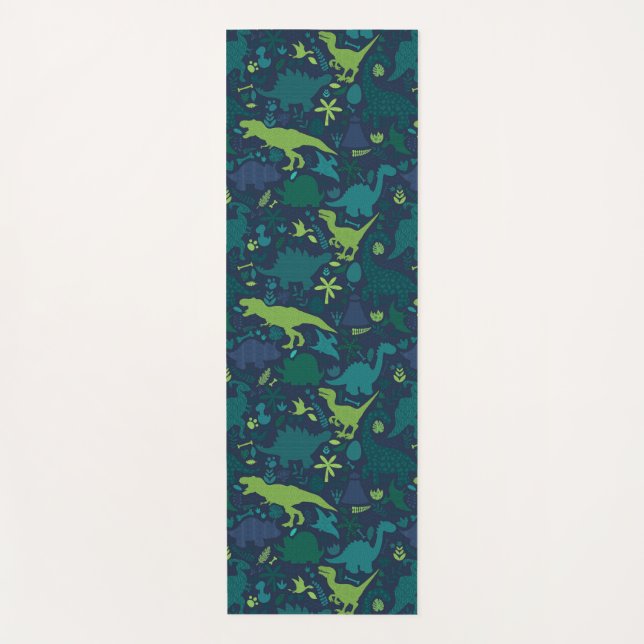 Tapis De Yoga Dino Doodle Silhouettes Enfants Dinosaur (Devant)