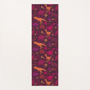 Tapis De Yoga Dino Doodle Silhouettes Enfants Dinosaur