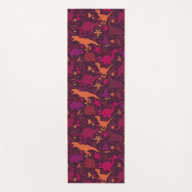 Tapis De Yoga Dino Doodle Silhouettes Enfants Dinosaur (Devant)