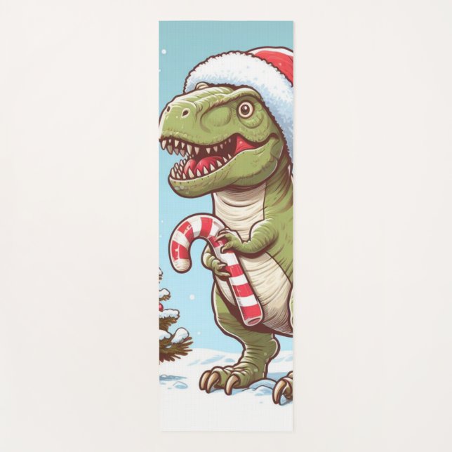 Tapis De Yoga Dinosaure sucre de canne de Noël mignon (Devant)