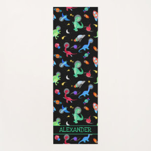 Tapis De Yoga Dinosaures astronautes à l'aquarelle dans l'espace