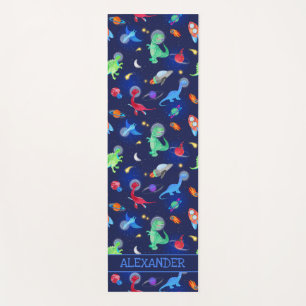 Tapis De Yoga Dinosaures astronautes à l'aquarelle dans l'espace
