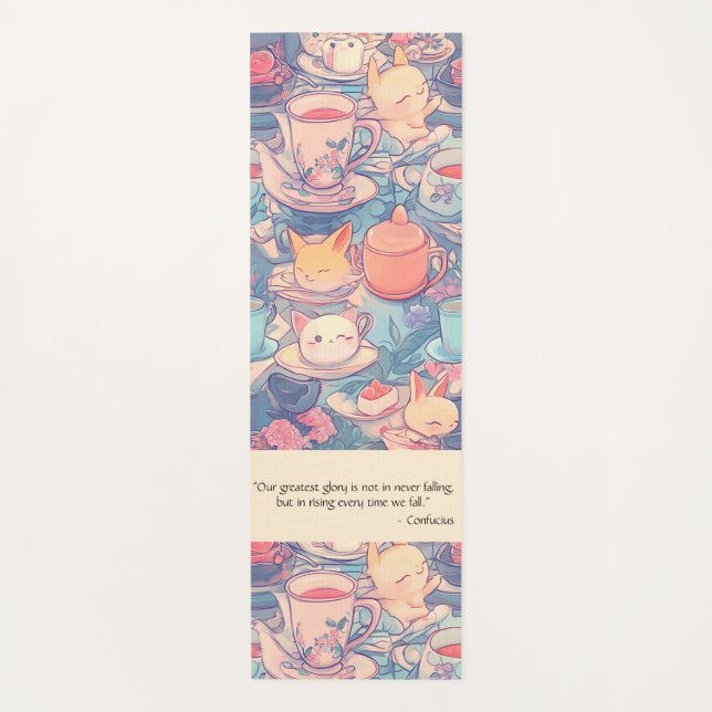 Tapis De Yoga Doodle adorable Tea Party (Devant)