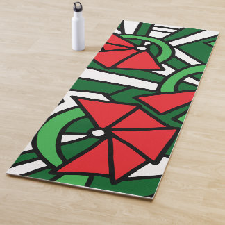 Tapis De Yoga Doodle Art aux fleurs rouges