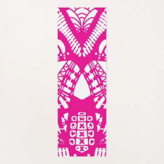 Tapis De Yoga Doodle rose et blanc