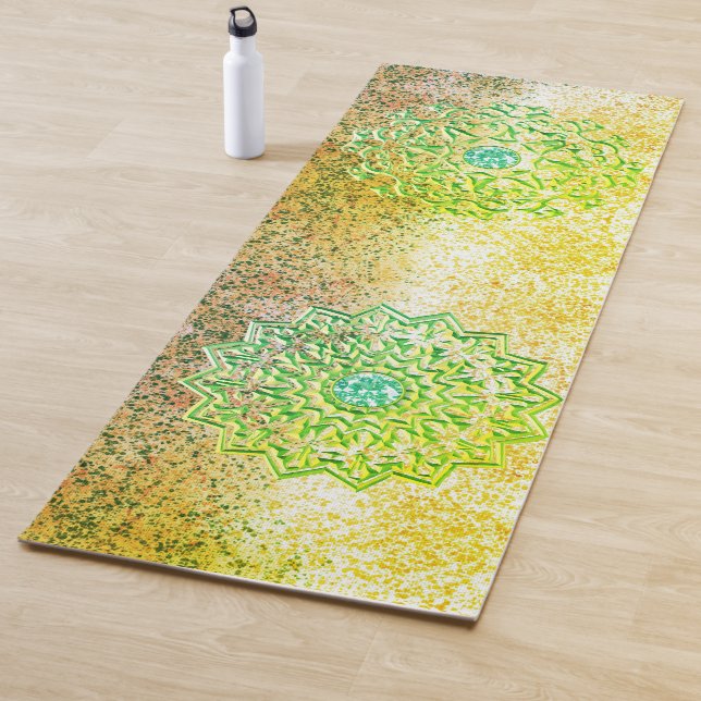 Tapis De Yoga Double Emerald Green Mandala  (En situation)