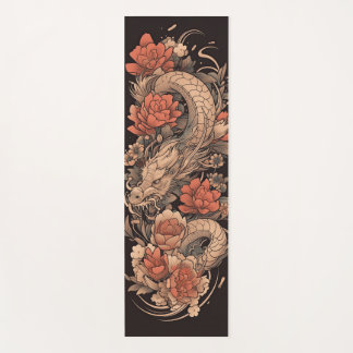 Tapis De Yoga Dragon chinois et Fleur Rose Yoga Mat