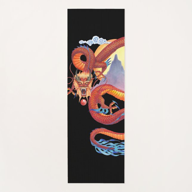 Tapis De Yoga Dragon chinois rouge (Devant)
