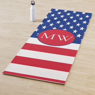 Tapis De Yoga Drapeau américain Monogrammé (1 face)