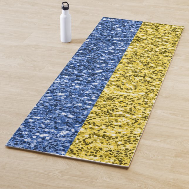 Tapis De Yoga Drapeau bleu jaune Ukraine parties scintillant fau (En situation)