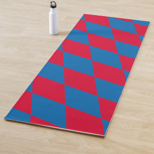 Tapis De Yoga Drapeau diamant Bavière bleu et rouge