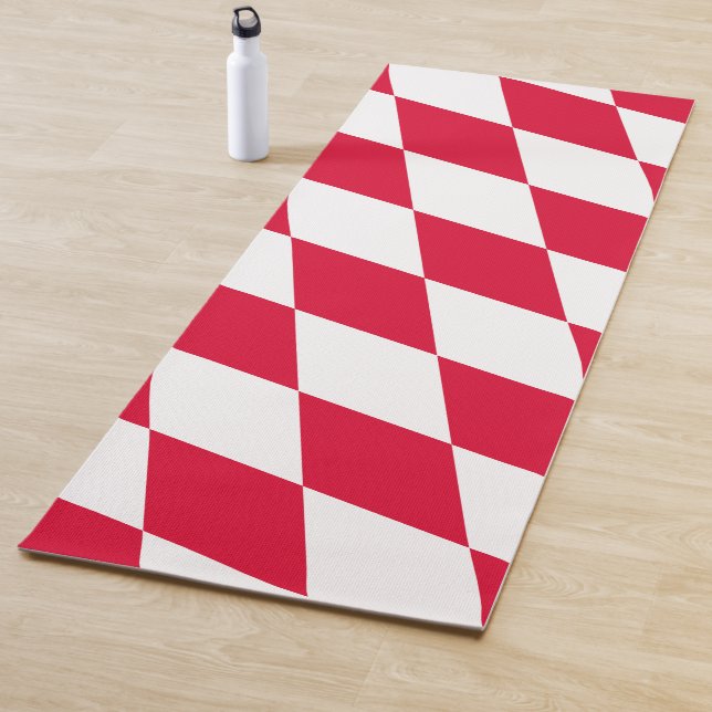 Tapis De Yoga Drapeau diamant Bavière rouge et blanc (En situation)