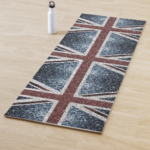 Tapis De Yoga Drapeau du Royaume-Uni Rustic vintage scintille pa