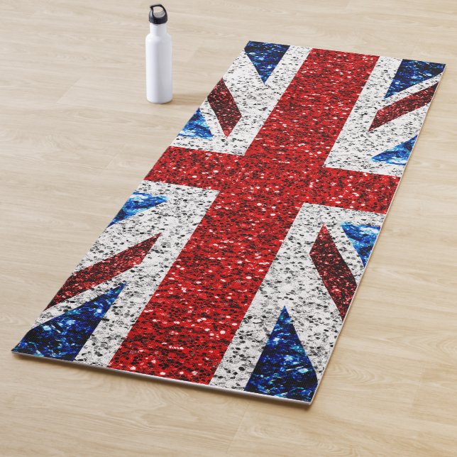 Tapis De Yoga Drapeau rouge bleu blanc brillant parties scintill (En situation)