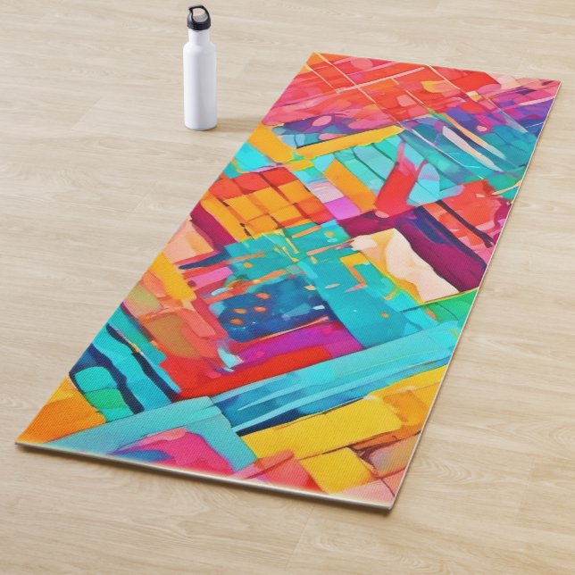 Tapis De Yoga Dreamscape géométrique néon (En situation)