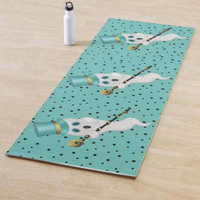 Tapis De Yoga Dressed up Ghost Aqua Top Hat Fancy Cane (En situation)