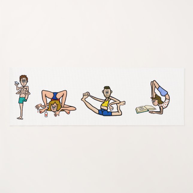 Tapis De Yoga Drôle Cartoon Yoga Personnes Yoga Mat (Devant (Horizontal))