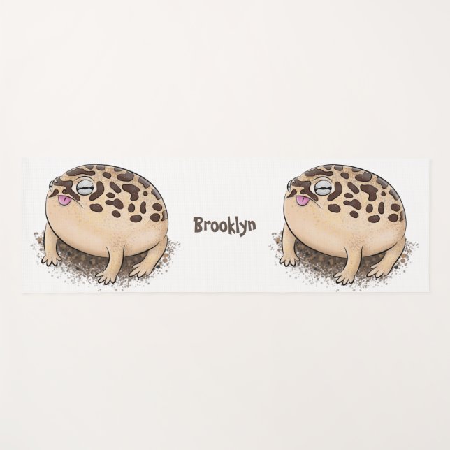 Tapis De Yoga Drôle dessin de grenouille à pluie dans le désert (Devant (Horizontal))