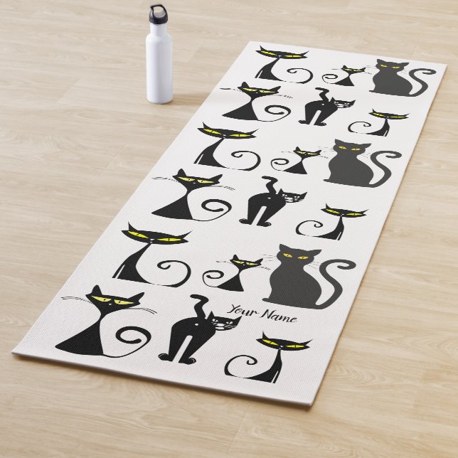 Tapis De Yoga Drôle Humoristique Chat Motif Design pour Amoureux (En situation)