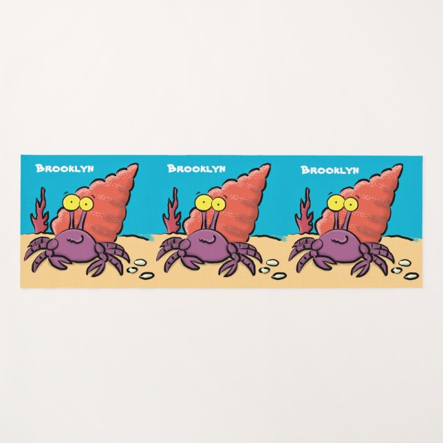 Tapis De Yoga Drôle mignon caricature pourpre crabe ermite (Devant (Horizontal))