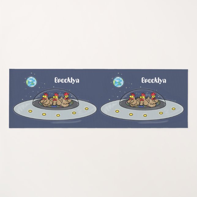 Tapis De Yoga Drôle poule dans l'espace dessin animé (Devant (Horizontal))