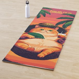 Tapis De Yoga Drôle Rétro Vacances de chats d'été