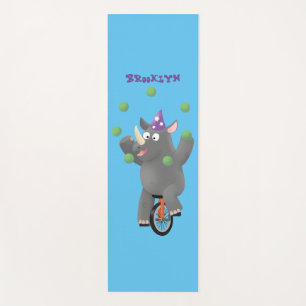 Tapis De Yoga Drôle rhinocéros mignon jonglant sur monocycle