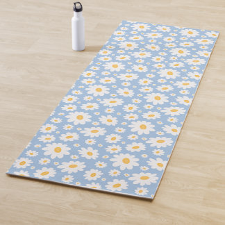 Tapis De Yoga Dusty Blue Hand Drawn Daisy Pattern