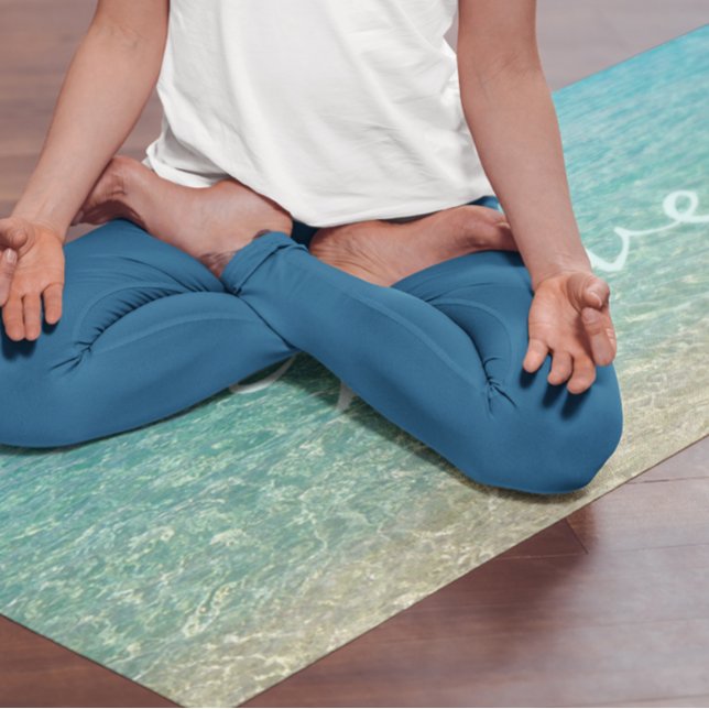 Tapis De Yoga Eau faible Personnalisée Turquoise & Sable (Créateur téléchargé)