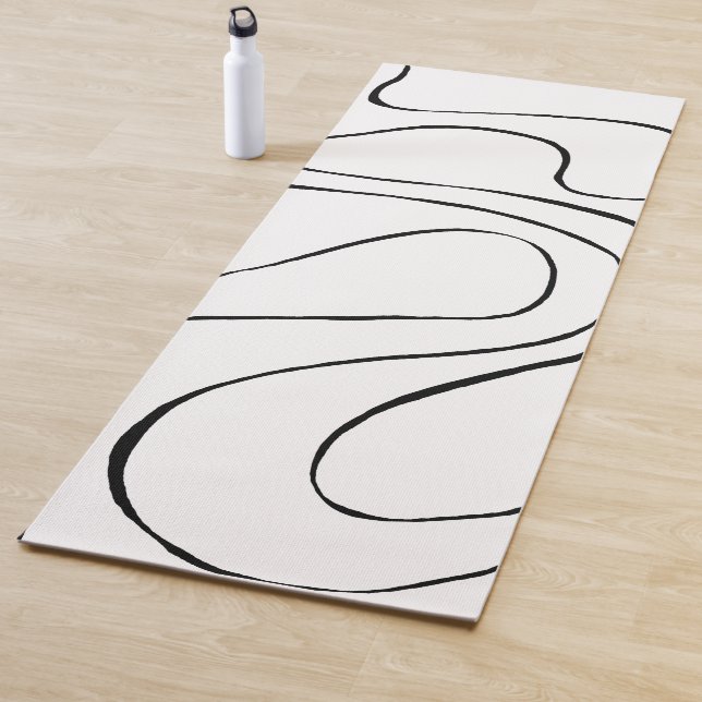 Tapis De Yoga Ebb et flux 2 - Noir et blanc (En situation)