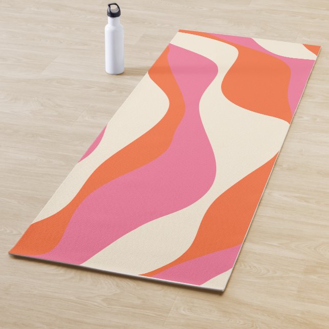 Tapis De Yoga Ebb et flux 4 - rose, orange et crème (En situation)