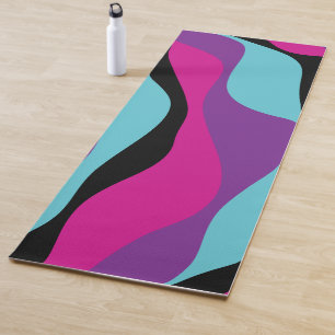 Tapis De Yoga Ebb et flux 4 - rose, pourpre, bleu et noir