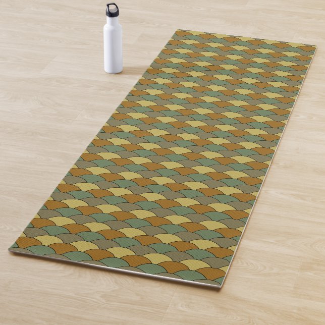 Tapis De Yoga Écailés de dragon, éventails, vagues, Seigaiha, ca (En situation)