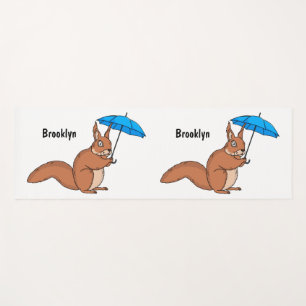 Tapis De Yoga Écureuil rouge mignon avec dessin animé parapluie