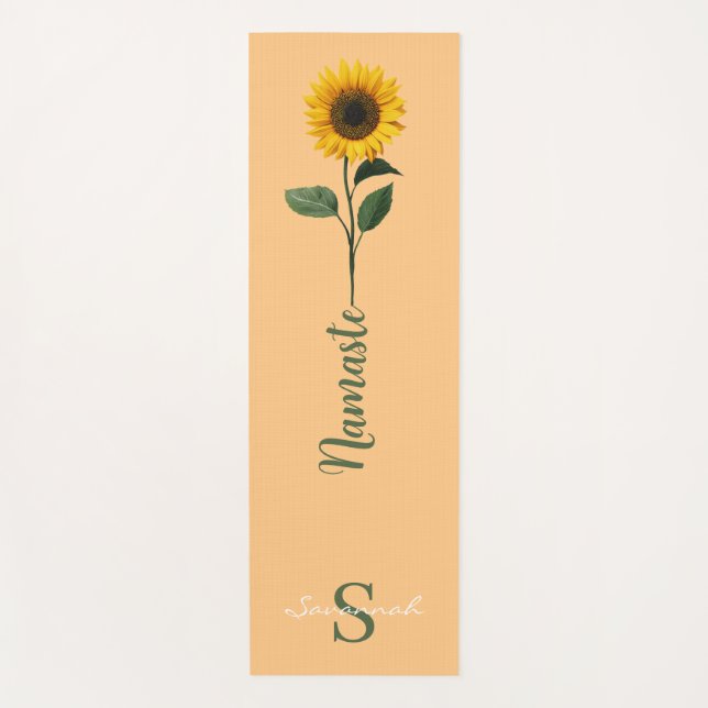 Tapis De Yoga Editable Name Sunflower Namaste (Devant)