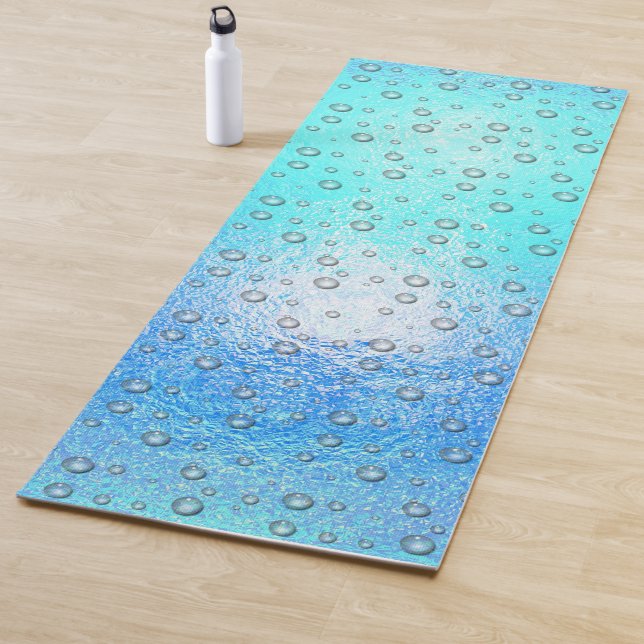 Tapis De Yoga Effet d'eau, texture gelée avec gouttes d'eau (En situation)