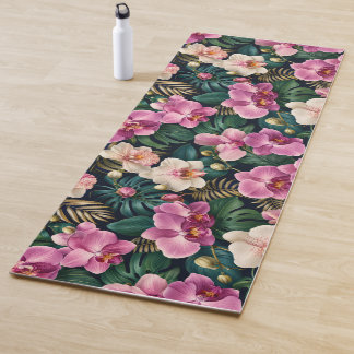 Tapis De Yoga Élégance Botanique d'Orchidée Tropicale