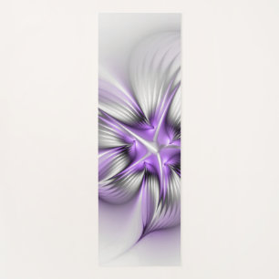 Tapis De Yoga Élégance florale Art Abstrait Violet Fractal moder