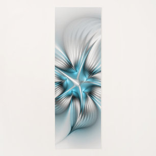 Tapis De Yoga Élégance florale Art moderne Abstrait bleu fractal