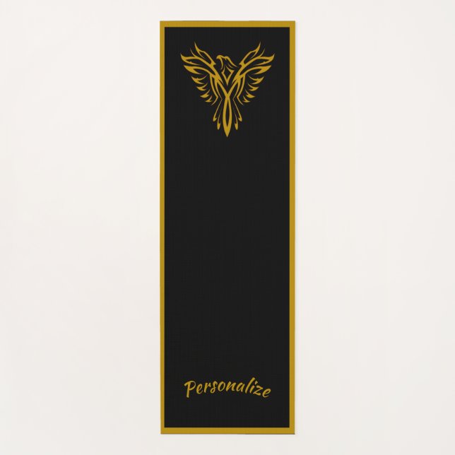 Tapis De Yoga Elégant Black Gold Phoenix Rising Zen Yoga Namaste (Devant)
