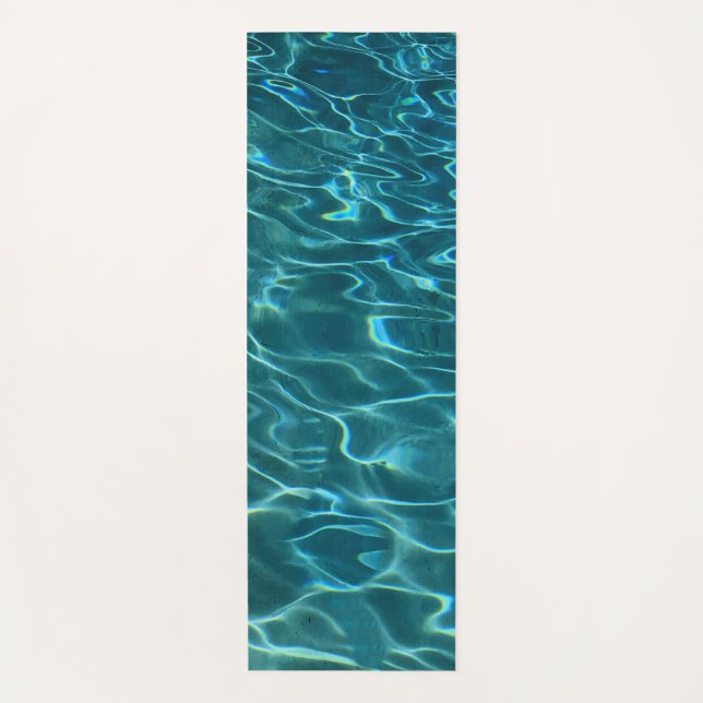 Tapis De Yoga Elégant bleu eau turquoise motif vagues de lac océ (Devant)