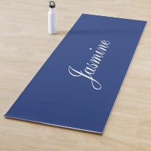 Elégant bleu foncé Nom personnalisé Yoga Mat