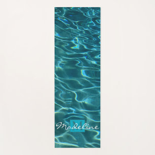 Tapis De Yoga Élégant bleu motif d'eau turquoise